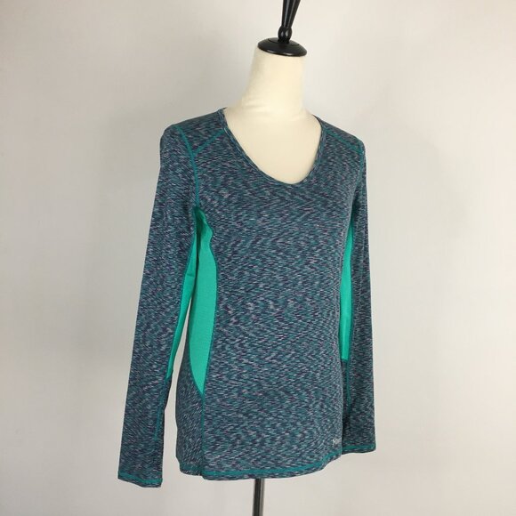 Marmot Tops - MARMOT Marled Green Navy Cream Etc Mesh Insert Long Sleeve Thumbholes Shirt Top